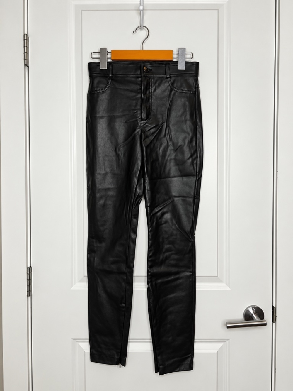 Zara Black Faux Leather Skinny Pants Size S